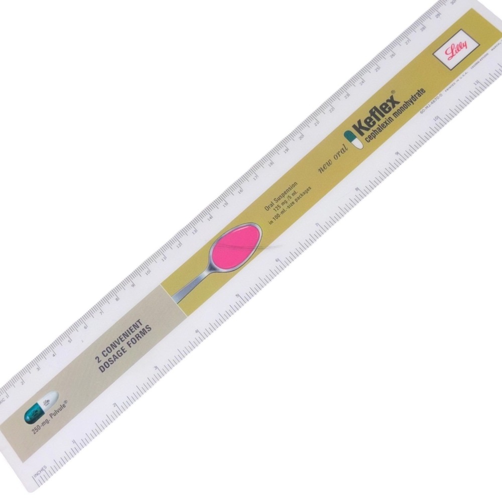 Vintage |‎ Eli Lilly Keflex Pharmaceutical Advertising 12 Inch Metric Ruler USA